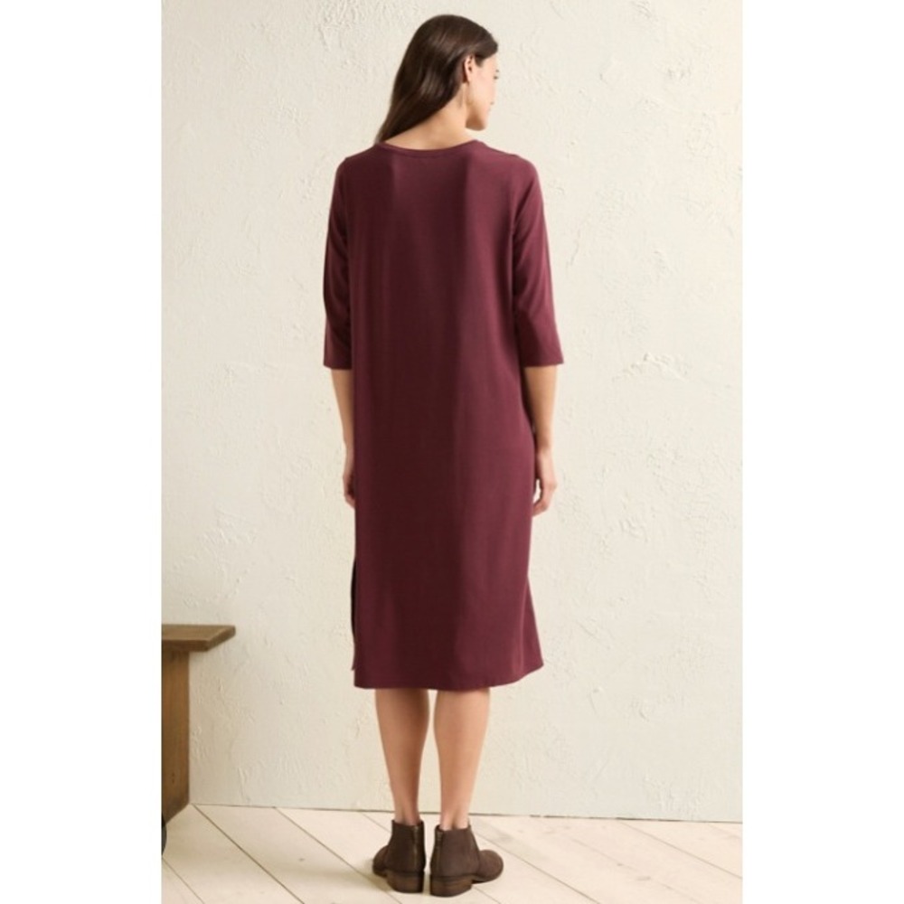 Eileen Fisher Burgundy M/M Organic Cotton Blend Tunic Dress‎